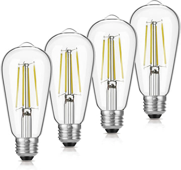 ST19 Vintage LED Edison Bulbs, 60W Eq, Dimmable, Daylight 5000K, 4-Pack