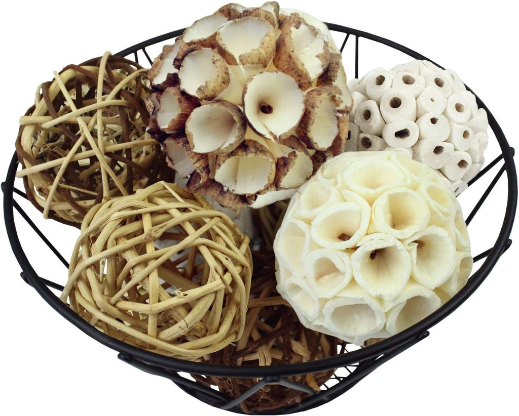 Decorative Balls for Bowls â€" Decorative Balls for Centerpiece Bowl Fillers, Assorted Rattan Wicker Balls Orb - Set of 10