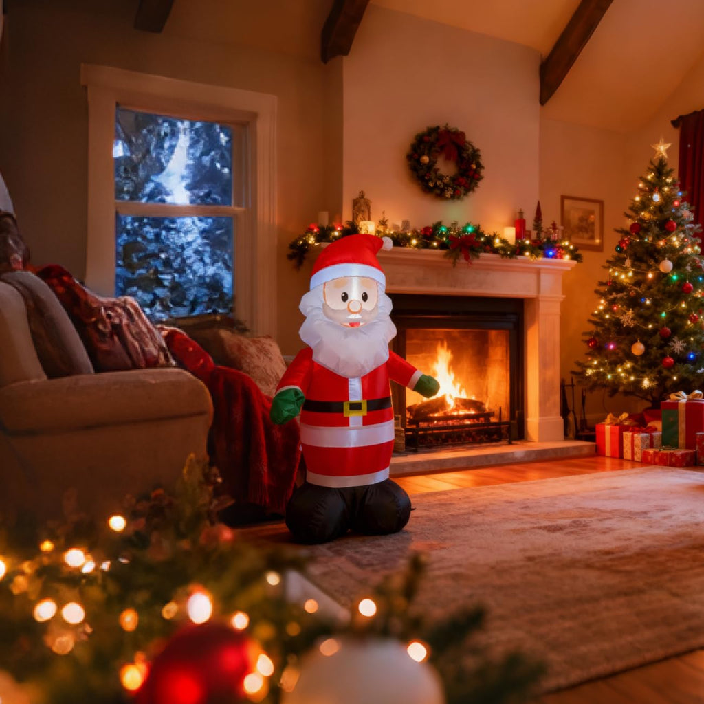 4ft Inflatable Santa Claus with LEDs, 30s-Auto Blow Up