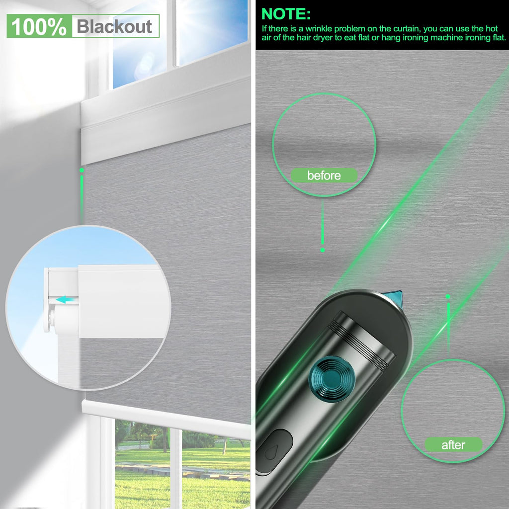 Motorized Blinds with Control cograded, Grey