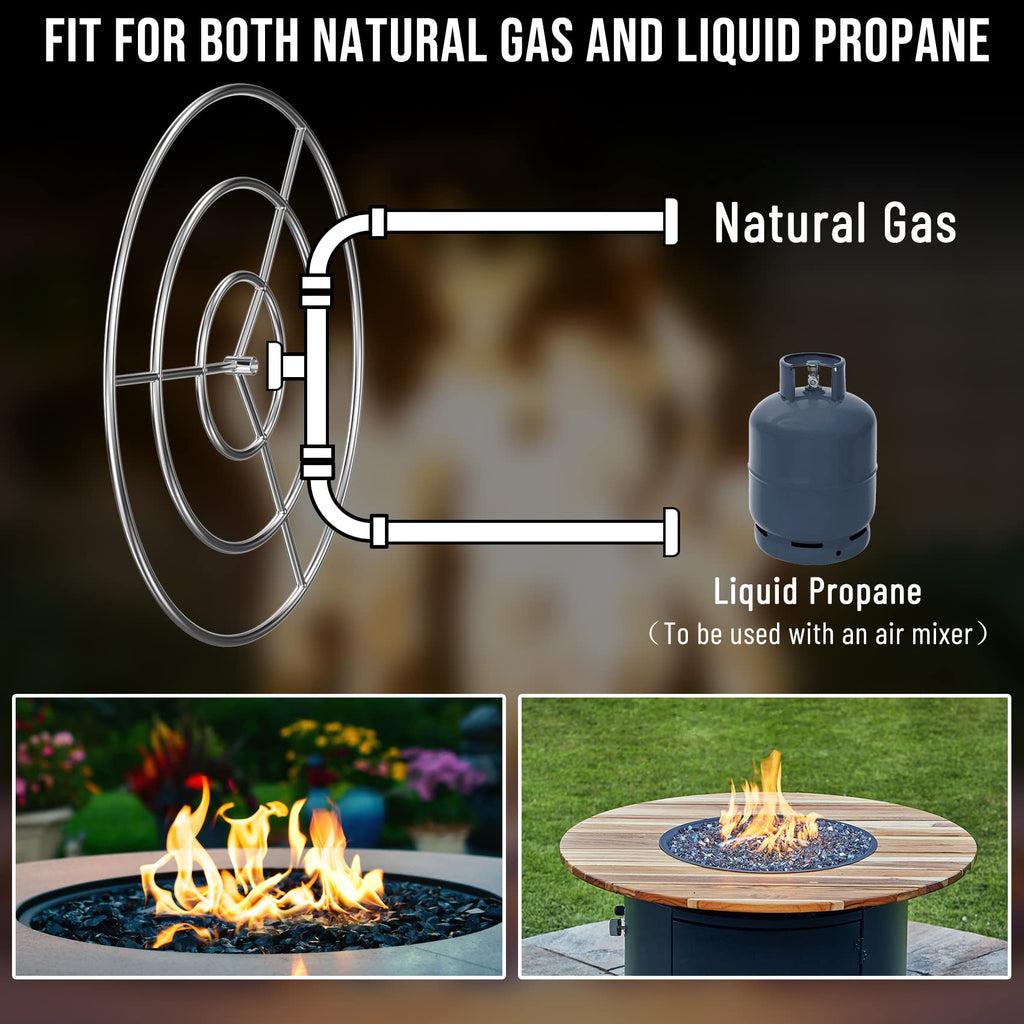 30-Inch Round Fire Pit Burner Ring, 304 Stainless Steel