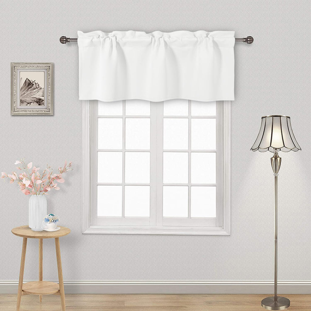 White Rod Pocket Valance for Windows 36 x 16 Inch, 1 Panel