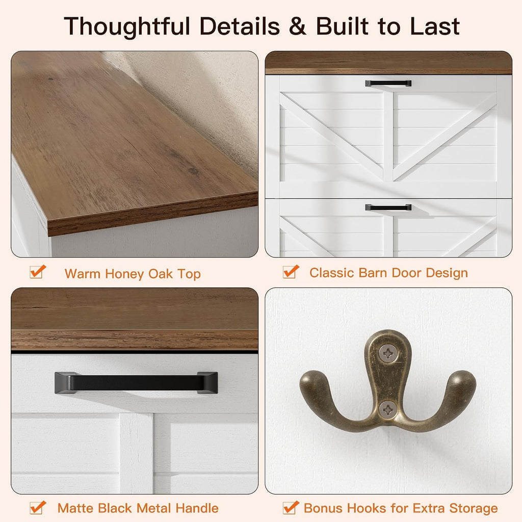 Shoe Cabinet, 3 Flip Drawers & Adjustable Shelves, Ultra Slim Freestanding (9.1" Deep), Holds 30 Pairs, Narrow Shoe