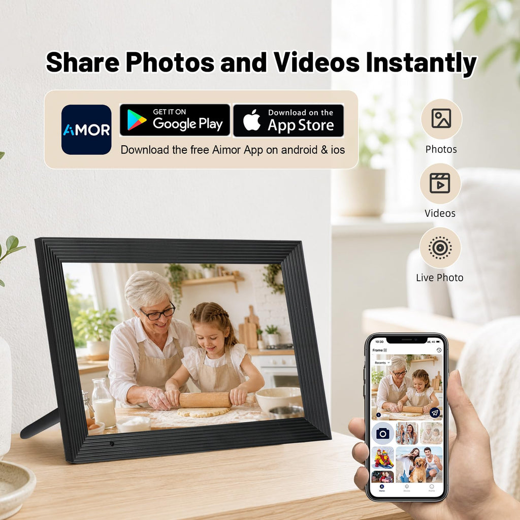 Digital Picture Frame, 10.1 Inch Touch Screen Smart Photo Frame