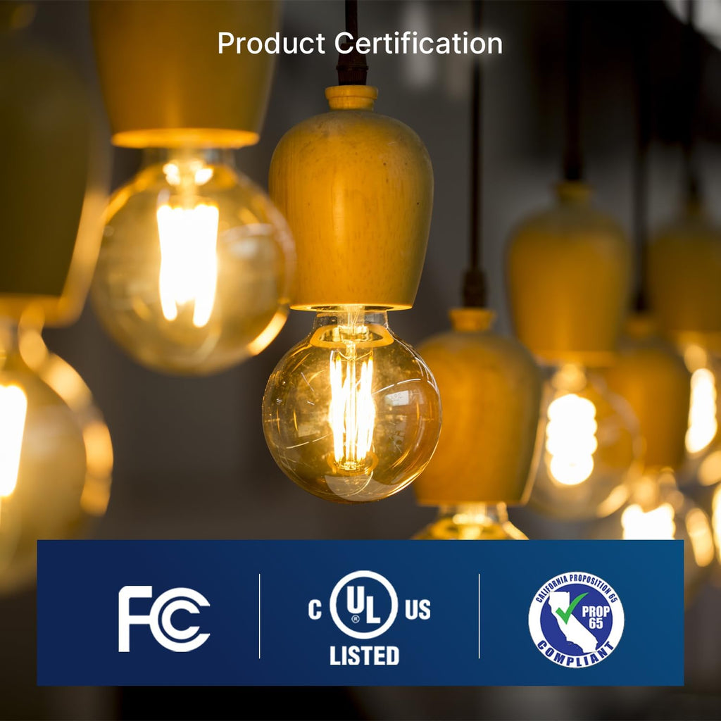 60W Equivalent LED Globe Candelabra Bulbs, Dimmable G16.5 LED E26 Chandelier Light Bulbs, 500LM, CRI82, 4W, AC 120V