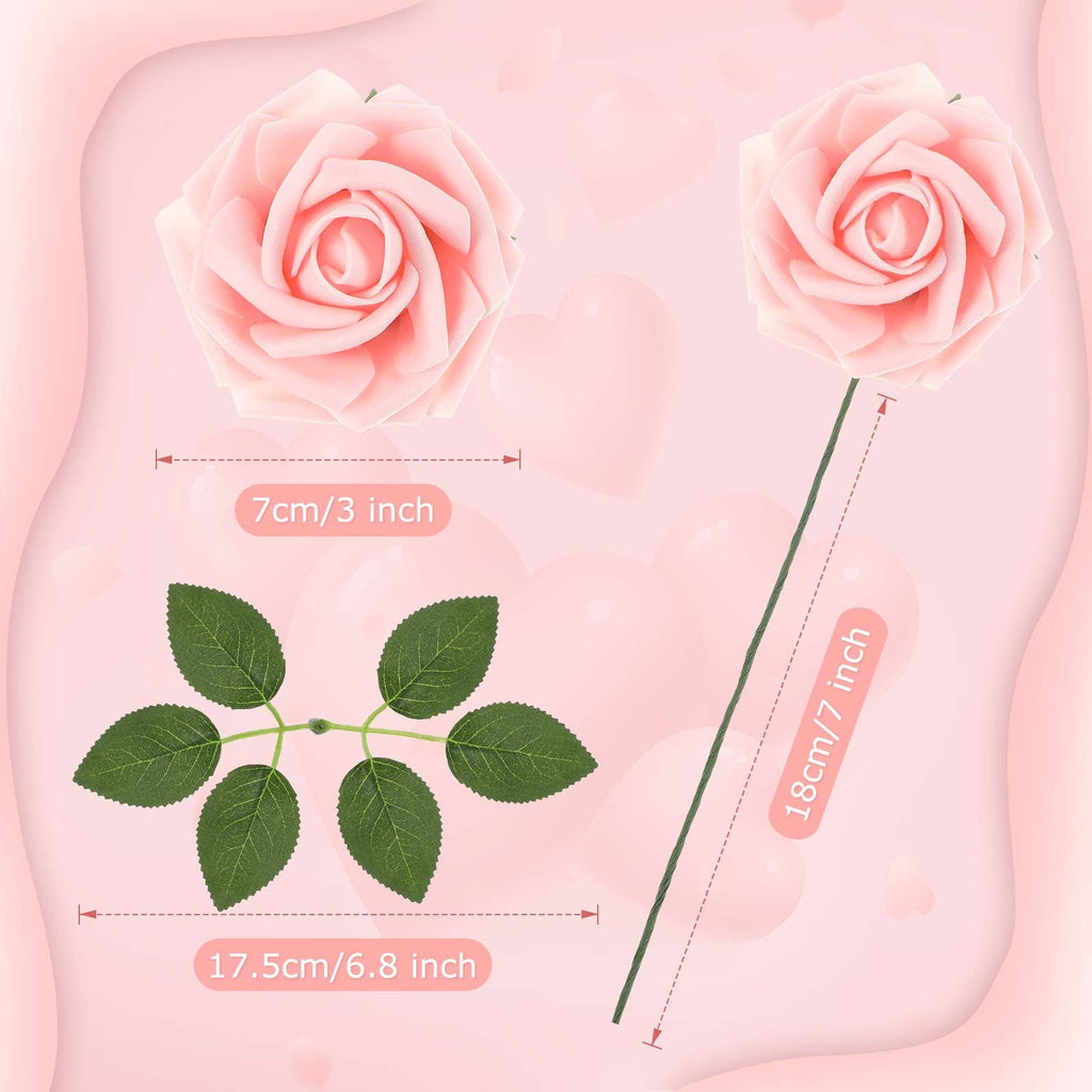 100 Pcs Artificial Rose Flowers, Pink
