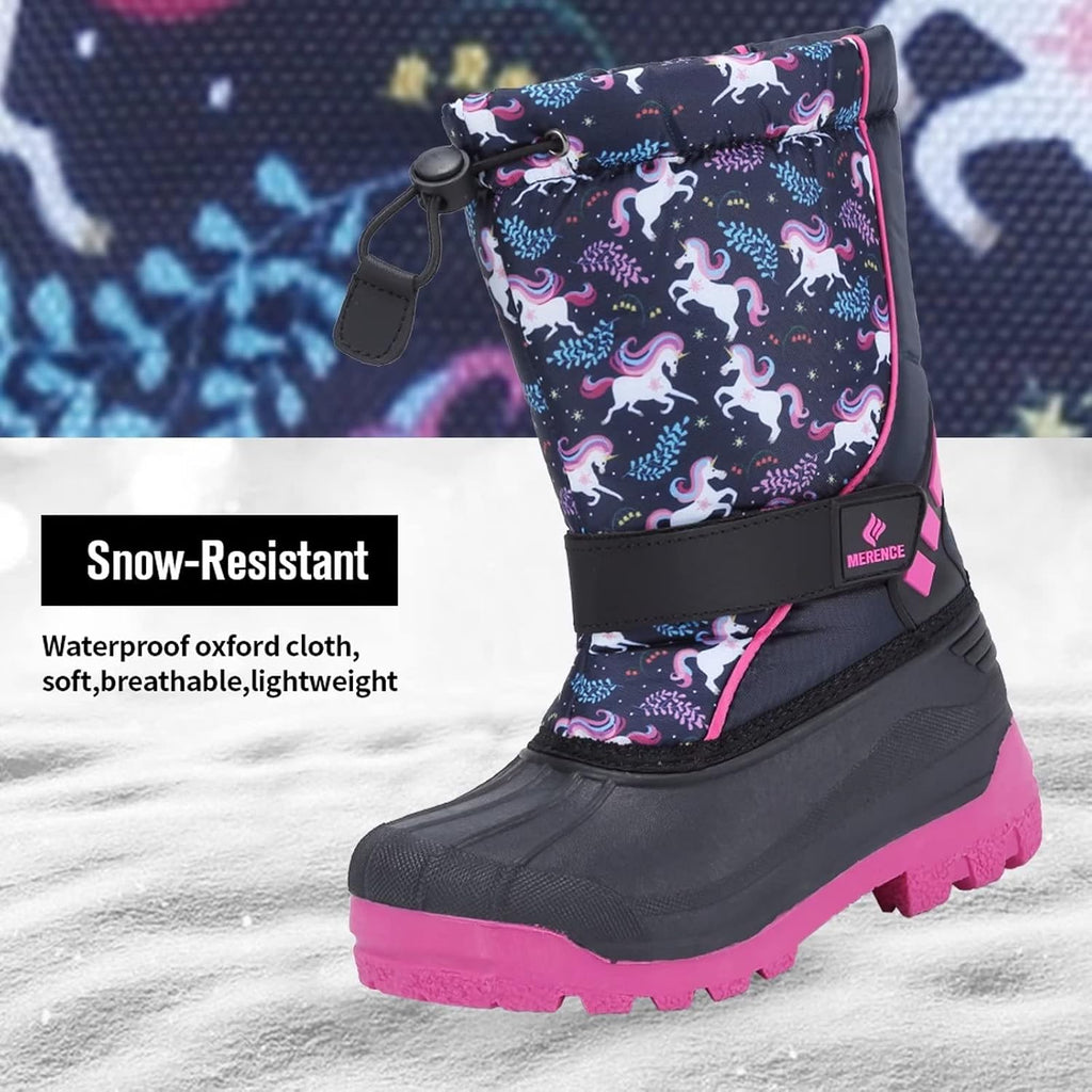 Kids Waterproof Winter Snow Boots,Warm Fur Lined