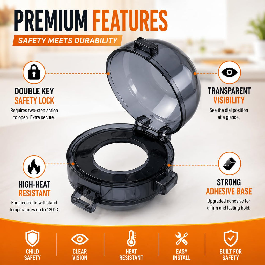 Stove Knob Covers for Child Safety Pack of 6 - Baby Proof Stove Knob Covers, Heat Resistant Gas Stove Knob Locks