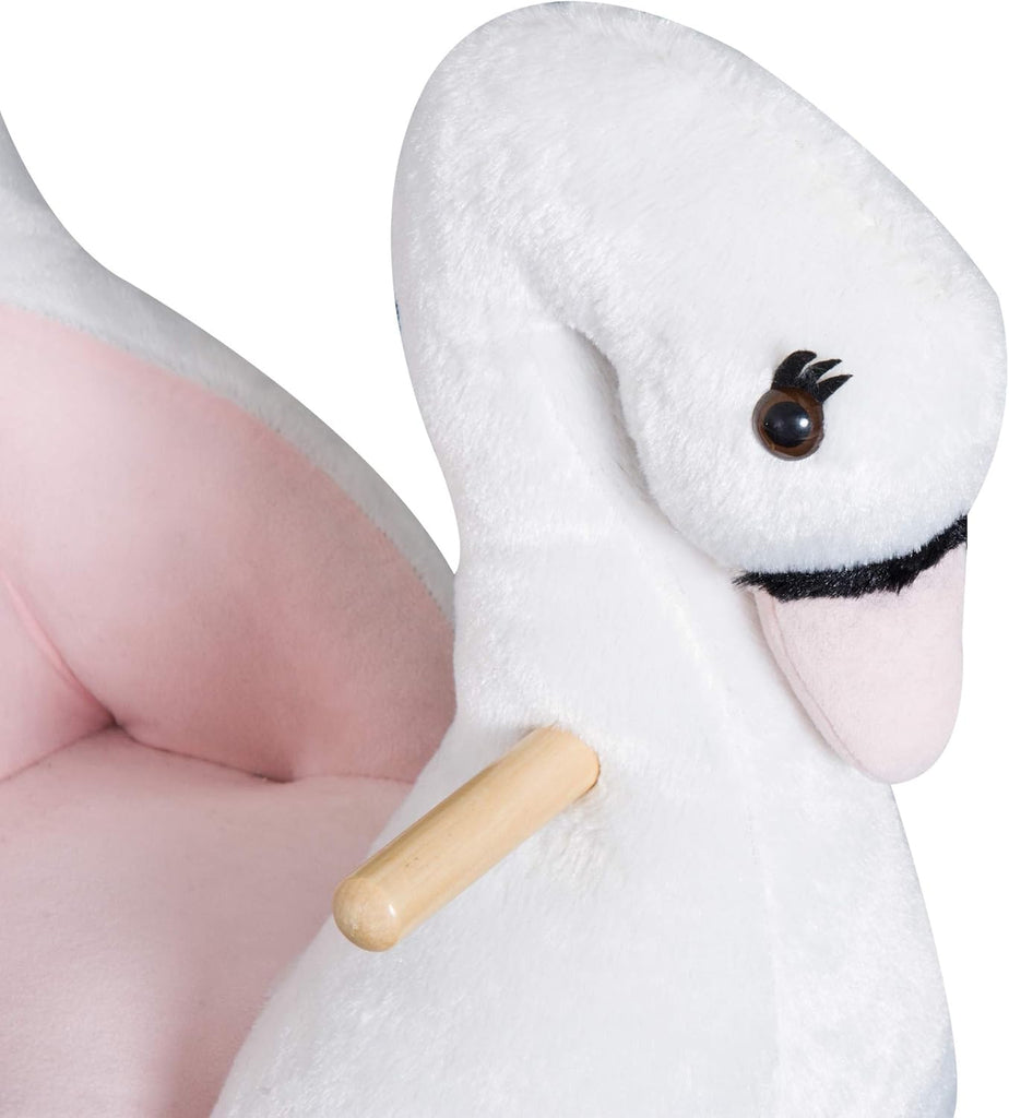 Kids Ride on Rocking Horse Swan Style Toy Over 18 Months White & Pink