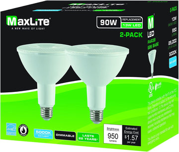 LED PAR Lamp, 13W PAR38 Wet DIM 5000K Flood 2 Pack, White (13P38WD50FLB/2P/WS)