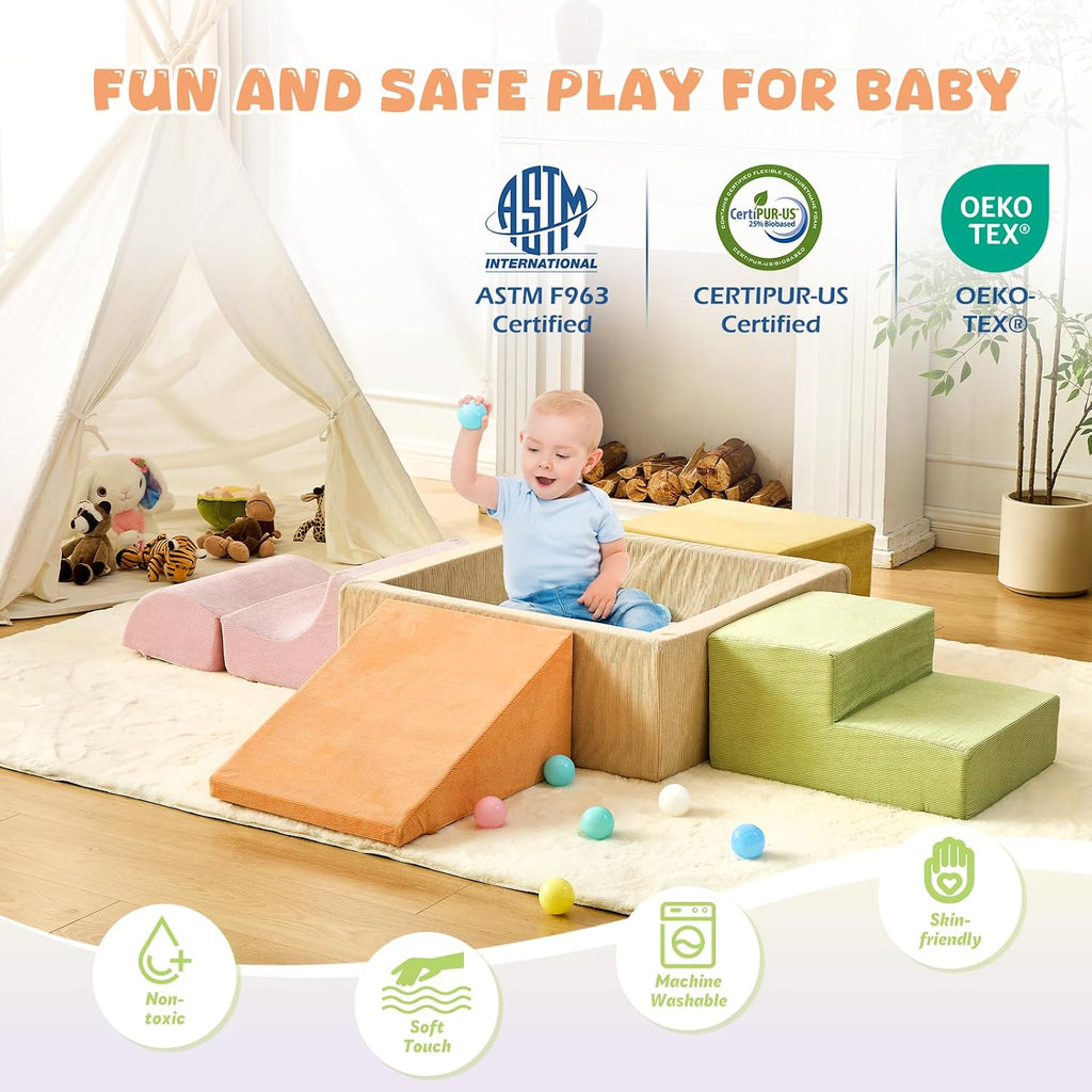 Climbing Toys for Toddlers, Toddler Climbing Toys Indoor, Piece Foam Climbing Blocks with Ball Pit (Balls not