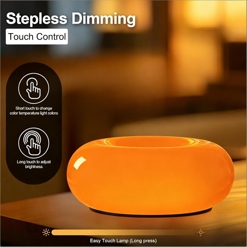 Orange Donut Table Lamp,Dount Light Lamp Ambient Lighitng,Aesthetic Touch Table Lamps,Modern Cute Desk Lamps Bedroom