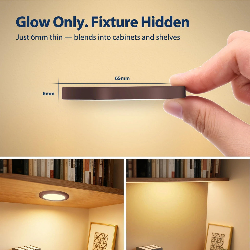 Wired LED Puck Lights, 6 Pack, Plug-in Under Cabinet Lighting