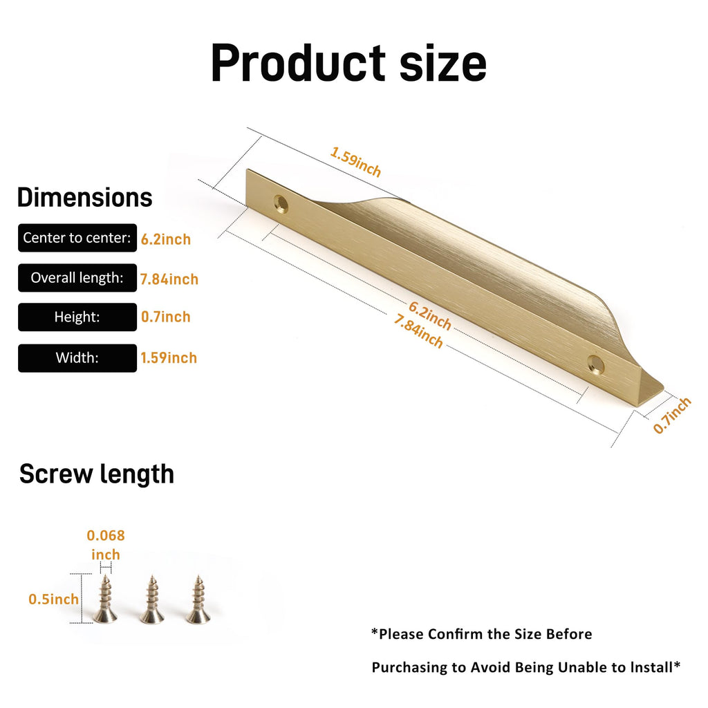 Edge Finger Pulls for Cabinet Kitchen Drawer knobs Low Profile Door Dresser Bathroom Long Cupboard Furniture Handles