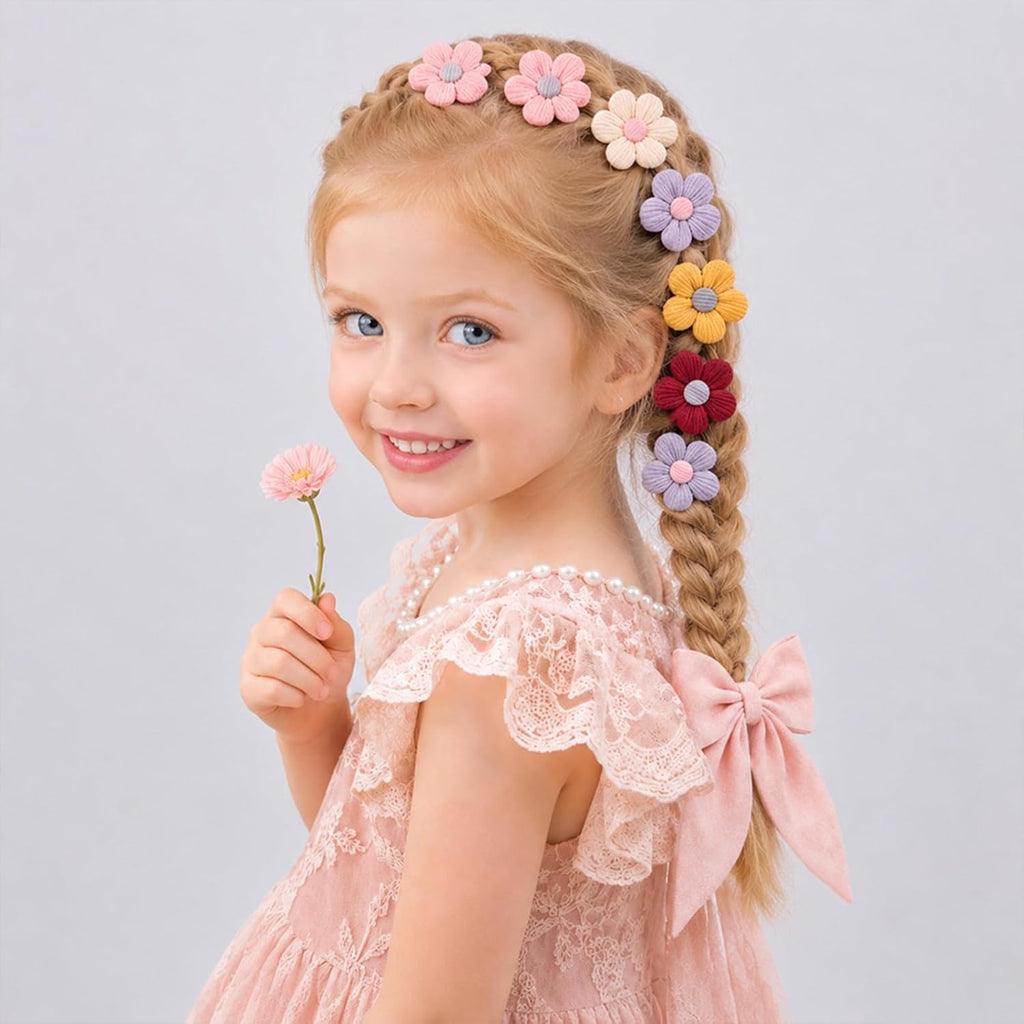 15PCS Hair Bows for Girls, Bright Colors Flower with Alligator Hair Clips, Girl Hair Accessories Set for Kids Toddler