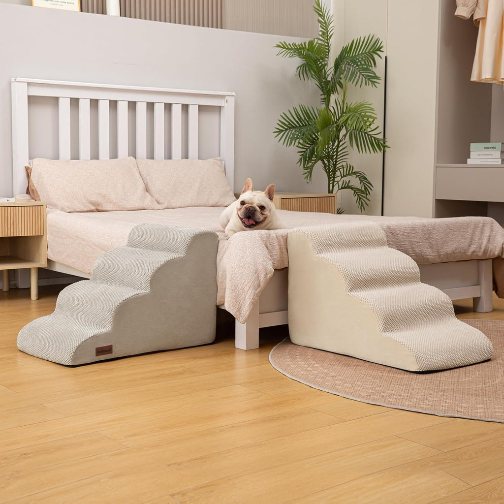 Dog Steps for Bed or Couch, 4 Step Pet Stairs for Small Dogs & Cat