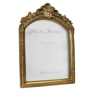 8x10 Vintage Arched Picture Frame Ornate Gold Resin Photo Frame