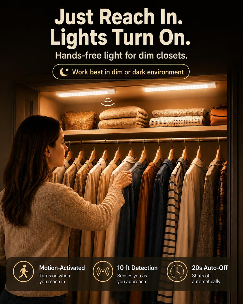 6 Pack LED Under Cabinet Lights Wireless with Charging Station, 11.8'' Motion Sensor Light Indoor, 1100mAh