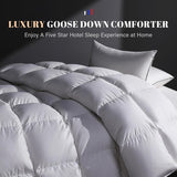 Feather Down Comforter King Duvet Insert, Light Weight True Baffle-Box Noiseless Bedding Comforters