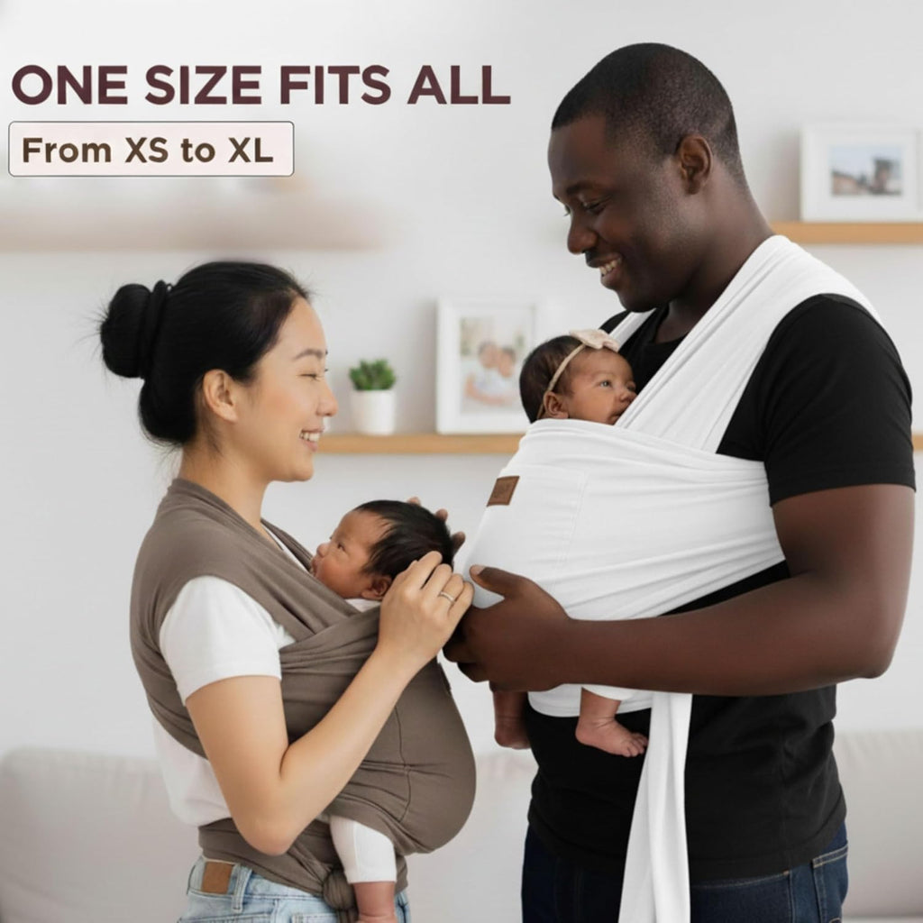 Wrap Carrier for Newborn to Toddler, Hands-Free Stretchy Baby Carrier Wrap with Front Pocket, 95% Cotton 5% Spandex