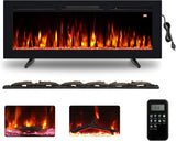 48" Electric Fireplace, Recessed, Wall Mounted and Freestanding Fireplace Heater, Adjustable Flame Color