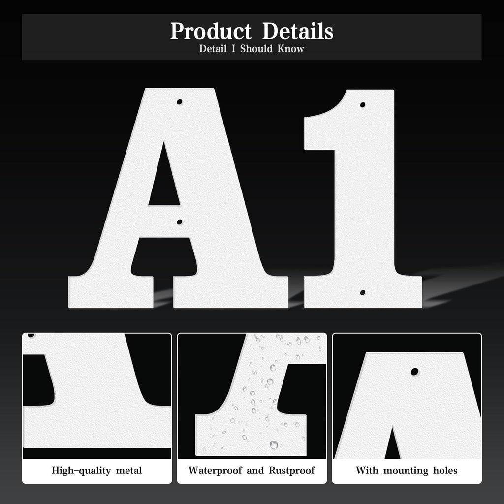 16 Inch White Metal House Numbers and Letters, Garden Door Mailbox Decor Numbers With Nail Kit, Modern Address House