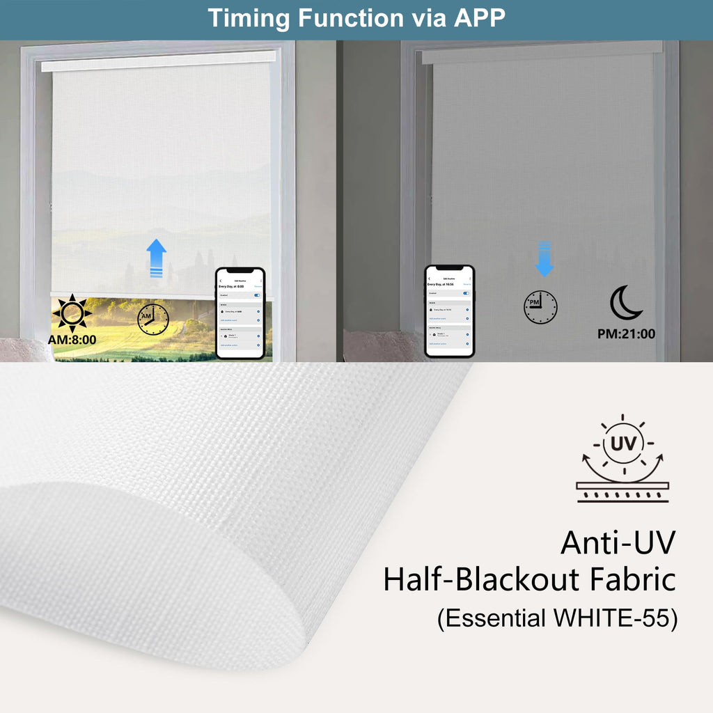 Motorized Blinds with Remote, Light Filtering, Voice Controlled