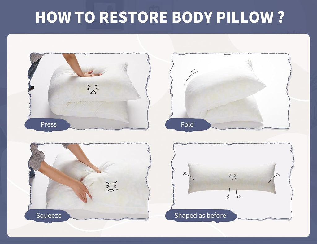 Fluffy Full Body Pillow, Long Pillow for Sleeping,Dark Gray 20x54 | Large pillow, Removable Cover and Filling with