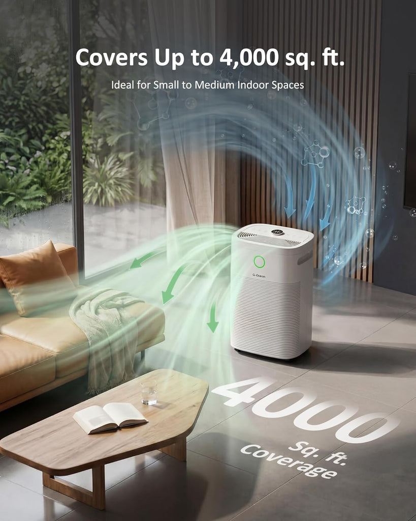 70 Pint/Day Compressor Dehumidifier for Home up to 4,000 Sq.Ft, Dehumidifier with Drain Hose, Humidity Control