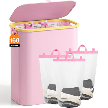 Hampers for Laundry Basket with Lid, 160L Large Laundry Hamper 3 Section