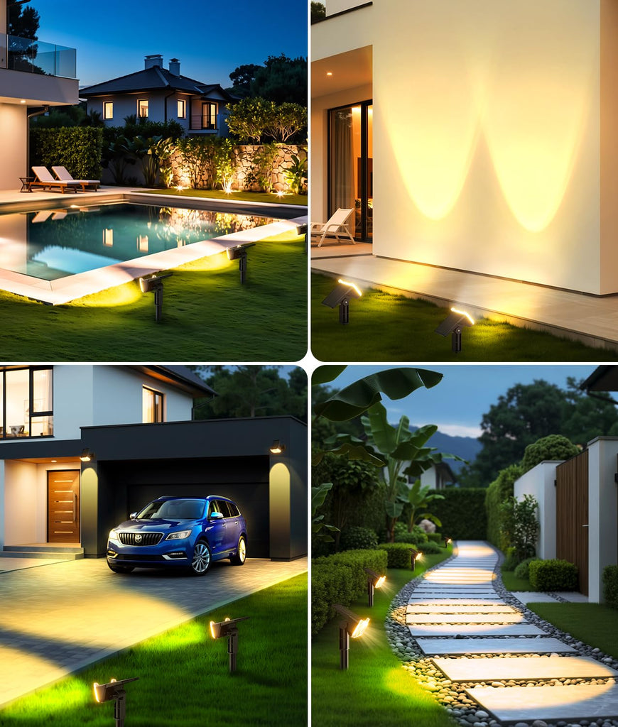 Solar Spot Lights Outdoor Waterproof, 12Pack, 14 Big LEDs, 2 Modes