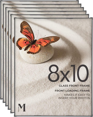 8x10 Picture Frame - Set of 6 - Black Frames, Picture Frames for Wall and Tabletop