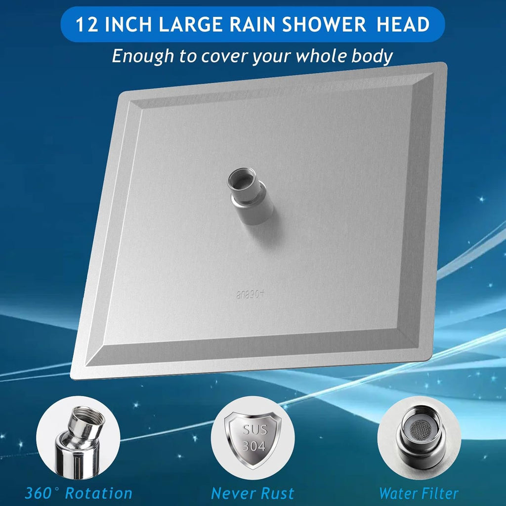 Rain Shower Head - High Flow Large Rainfall Shower Heads Made of Stainless Steel
