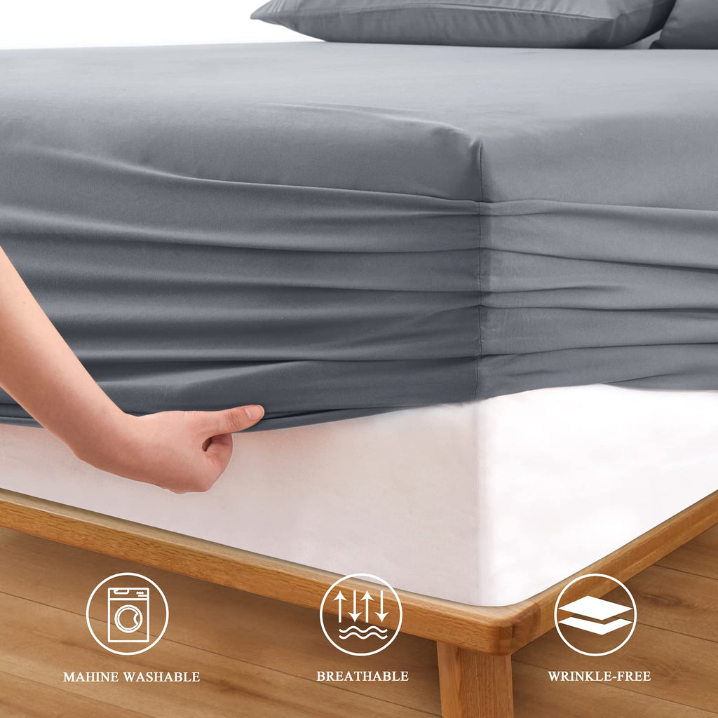 Extra Deep Pocket Queen Fitted Sheet Only, Silver Grey