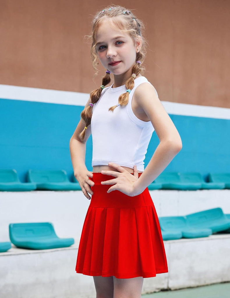 Girls Tennis Skirts with Pockets Kids Athletic Pleated Golf Skorts