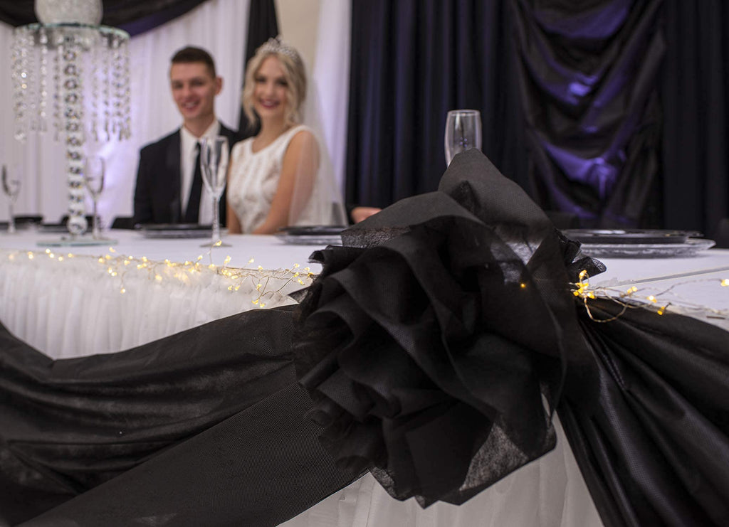 Black Flame Retardant Gossamer, 59 Inches x 100 Yards, Sheer Fabric for Wedding Decorations, Baby Shower, Gender