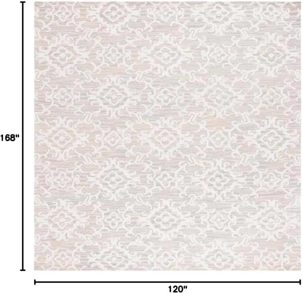 Blossom Area Rug - 10' x 14', Grey & Ivory, Contemporary Design