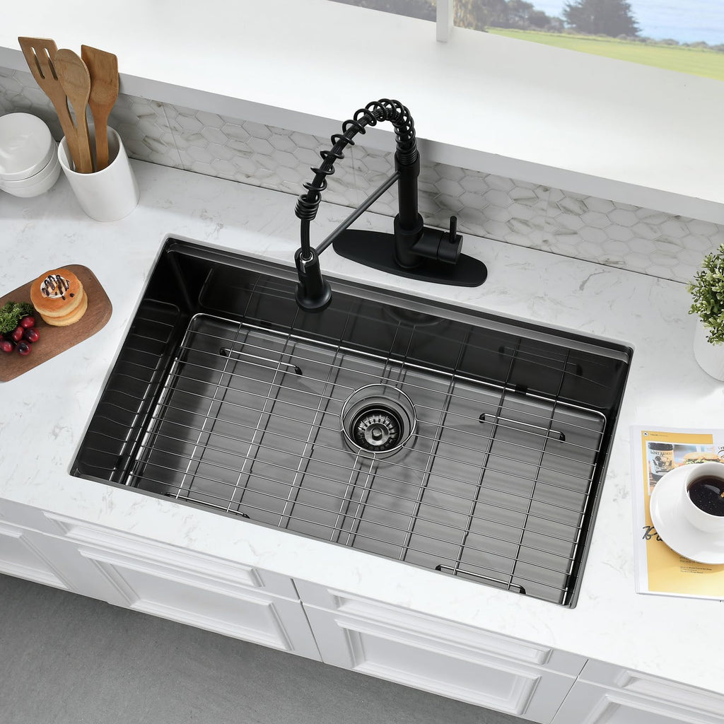 28x18 Undermount Black Stainless Steel Single Bowl