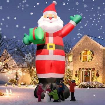 10 FT Christmas Inflatable Santa Claus Outdoor Decoration with Gift Box