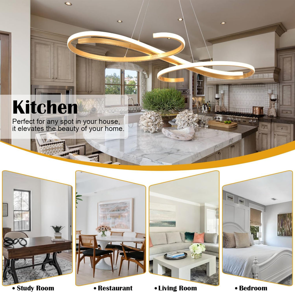 Gold Led Chandelier Dimmable Modern Chandelier for Dining Room Light Fixture Contemporary Led Pendant Light for