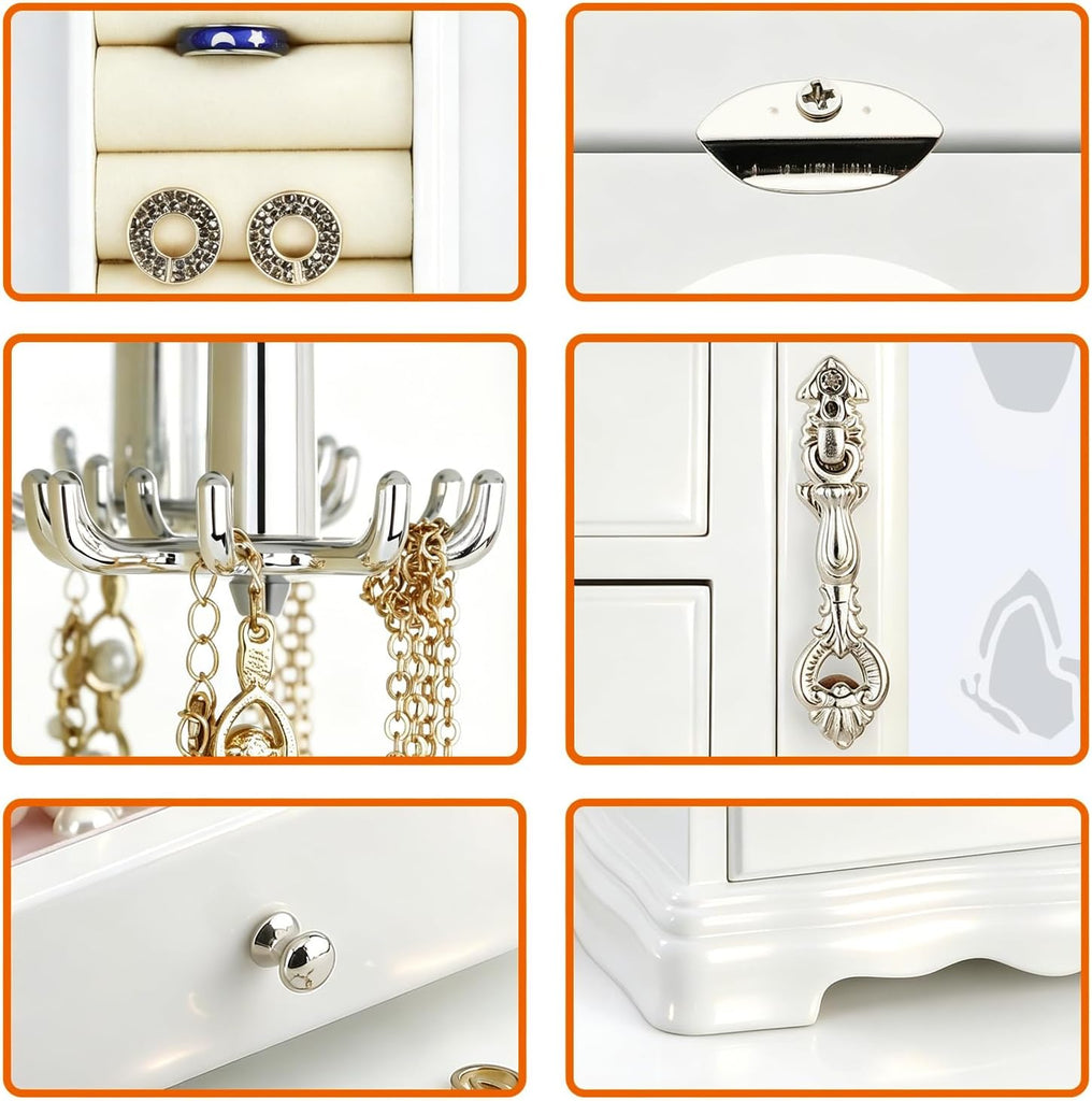 Solid Wood Jewelry Box White