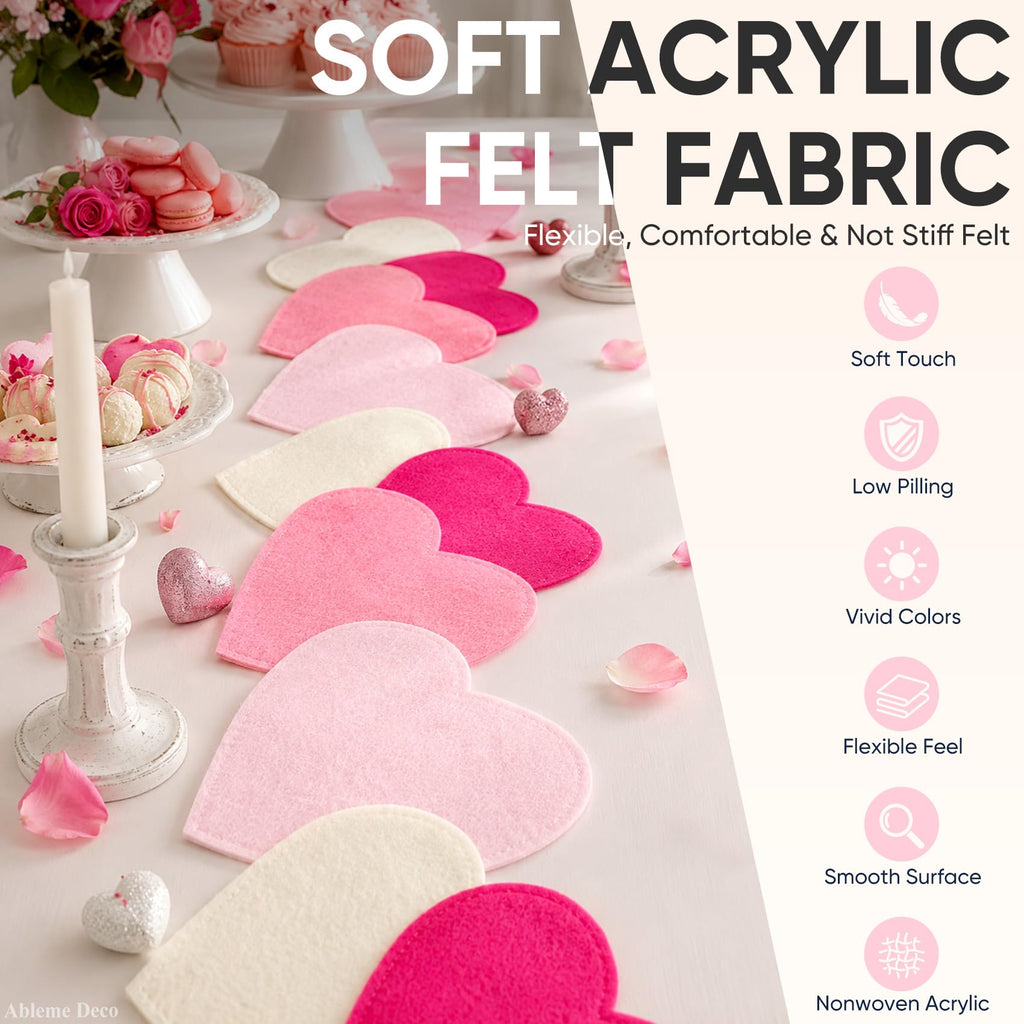 Large Felt Fabric Sheet 120" x 36", Soft Acrylic Material, Light Pink