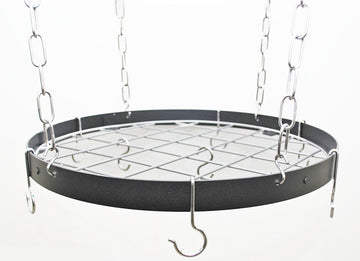 8015 Round Pot Rack with Grid in Black/Chrome