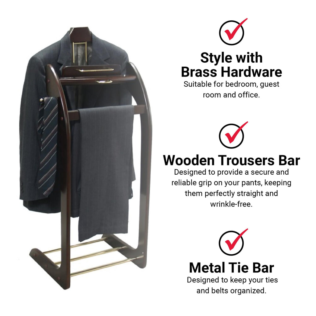Products - Windsor Executive Wardrobe Valet, Mens Valet Stand, Accessory & Clothes Organizer (Mahogany)