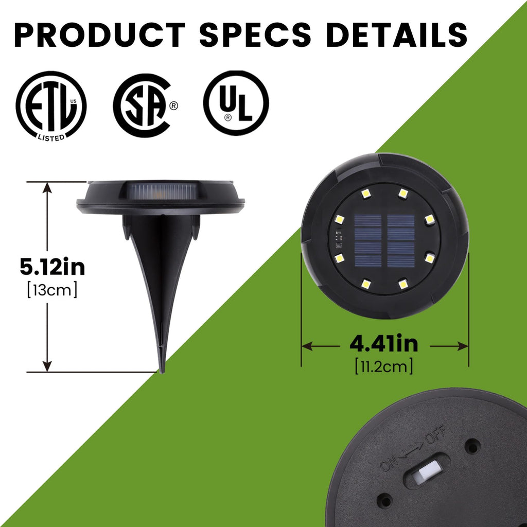 8 Pack Solar Ground Lights Uplight Sidelight 4000K Driveway Lights