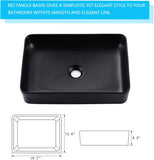 20 Inch Matte Black Vessel Sink Rectangular