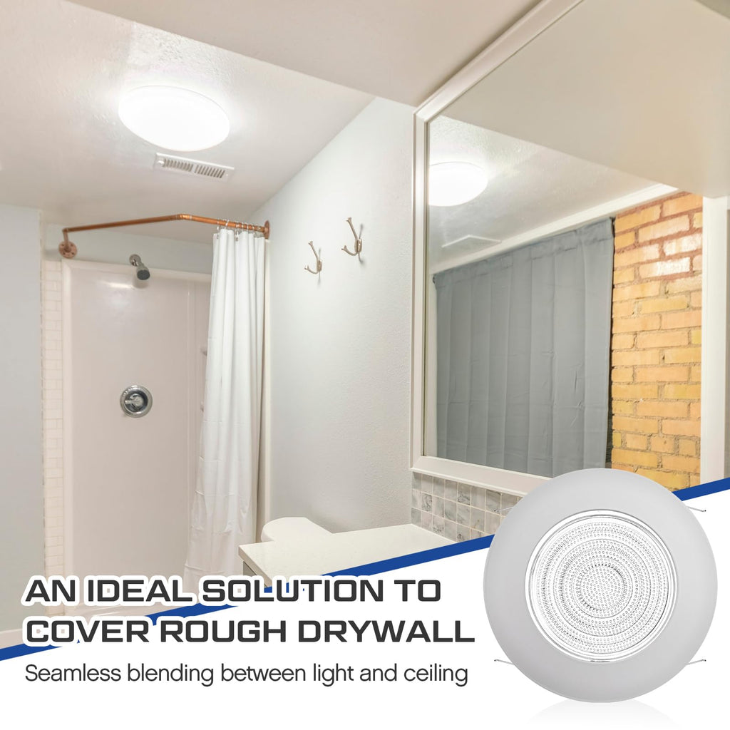 2 Pcs 6'' Shower Trim for Recessed Light Cover,White