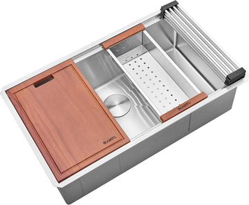 32-in Stainless Steel RoundCorner Undermount Workstation Sink-RVH8301