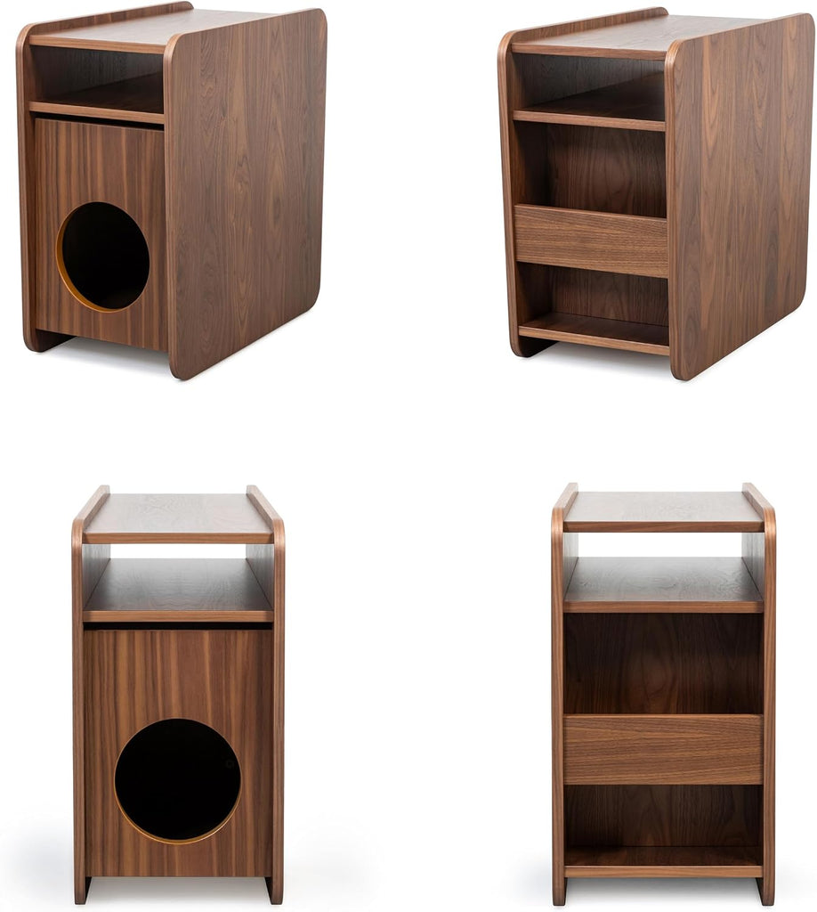 12'' Cat Hideaway Side Table - Cat House for Indoor Cats and Enclosed Bed Cave and Hideout for Small Pets