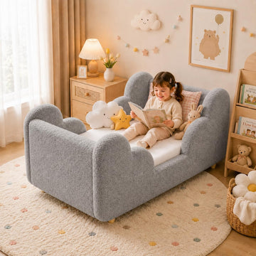Toddler Bed, Toddler Floor Bed, Crib Size Montessori Bed, Grey